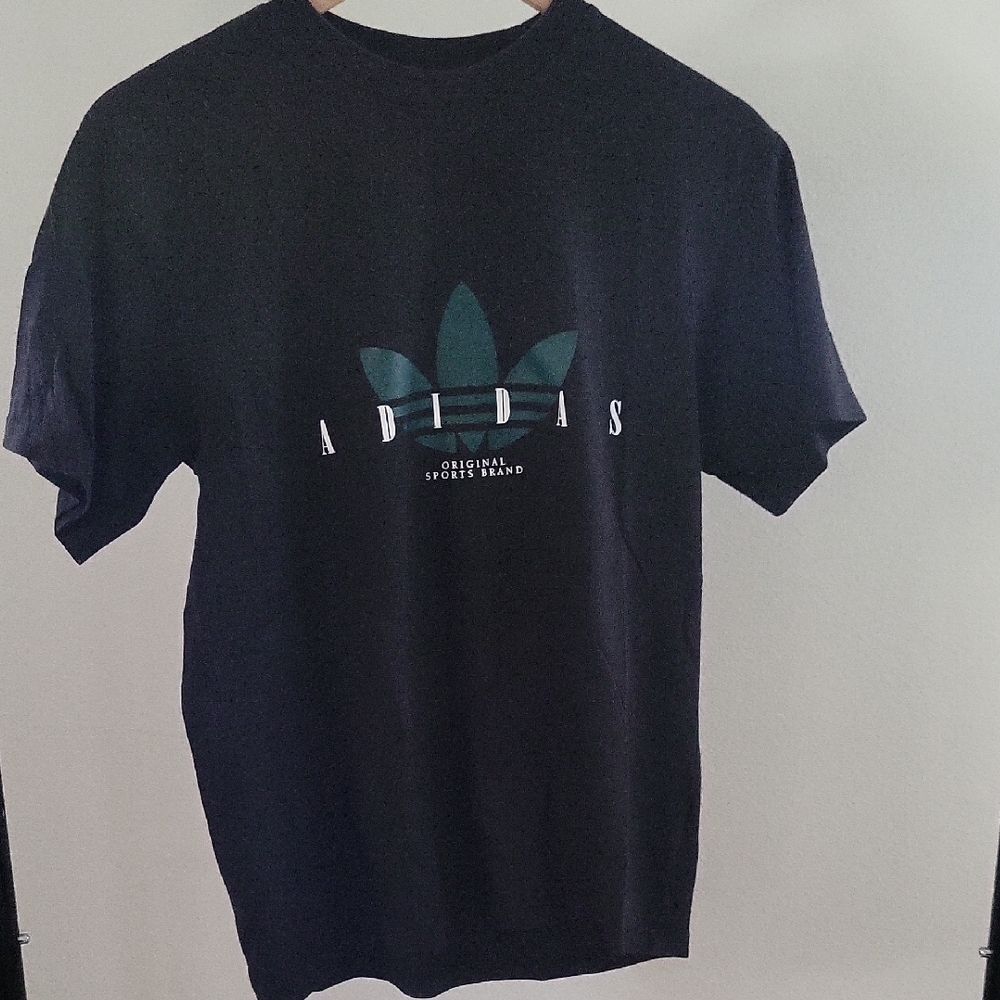 Adidas Men's Black Tee with Green Logo